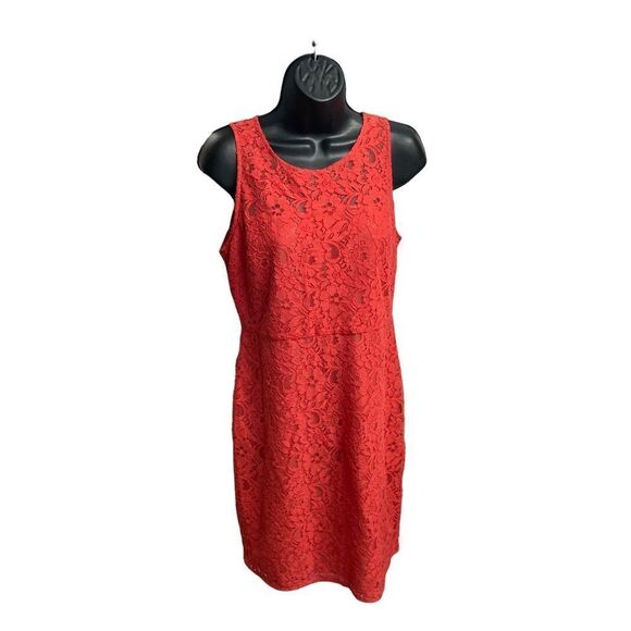 J.CREW Women’s Orange Lace Dress Size 6 Sleeveless Hidden Back Zipper Closure - Picture 1 of 13